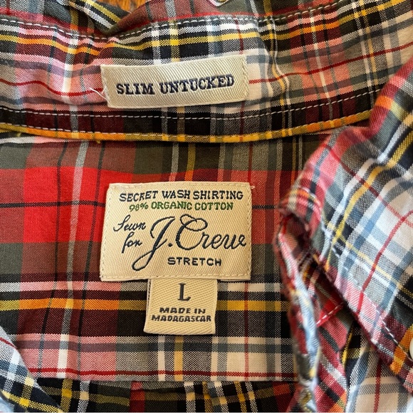 JCREW L PLAID SLIM UNTUCKED PLAID BUTTON UP - Picture 2 of 3